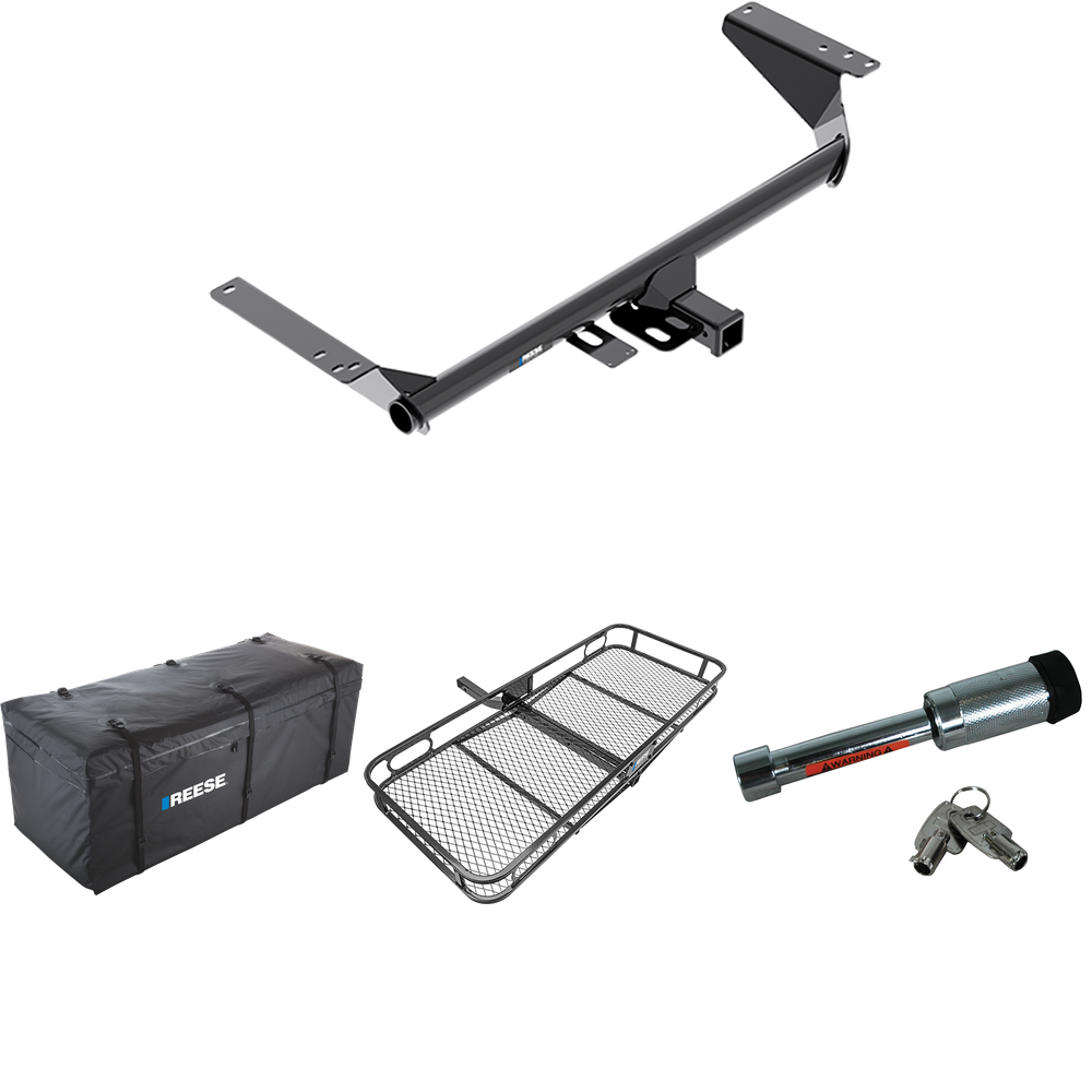 Fits 2017-2020 Chrysler Pacifica Trailer Hitch Tow PKG w/ 60" x 24" Cargo Carrier + Cargo Bag + Hitch Lock (For Touring L Plus Models) By Reese Towpower