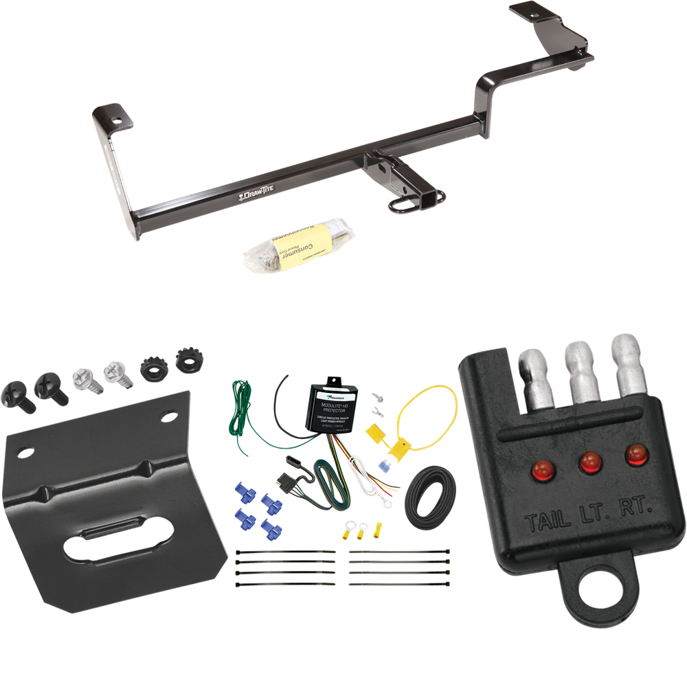 Fits 2006-2011 Acura CSX Trailer Hitch Tow PKG w/ 4-Flat Wiring Harness + Bracket + Tester (For (Canada Only) Models) By Draw-Tite