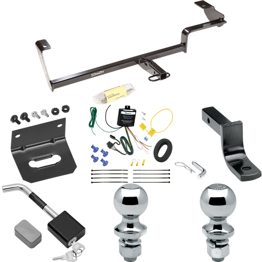 Fits 2013-2022 Acura ILX Trailer Hitch Tow PKG w/ 4-Flat Wiring Harness + Draw-Bar + 1-7/8" + 2" Ball + Wiring Bracket + Hitch Lock (Excludes: Hybrid Models) By Draw-Tite