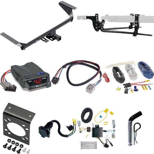 Fits 2022-2023 Chrysler Grand Caravan Trailer Hitch Tow PKG w/ 6K Round Bar Weight Distribution Hitch w/ 2-5/16" Ball + Pin/Clip + Tekonsha BRAKE-EVN Brake Control + Plug & Play BC Adapter + 7-Way RV Wiring (For (Canada Only) Models) By Reese Towpowe