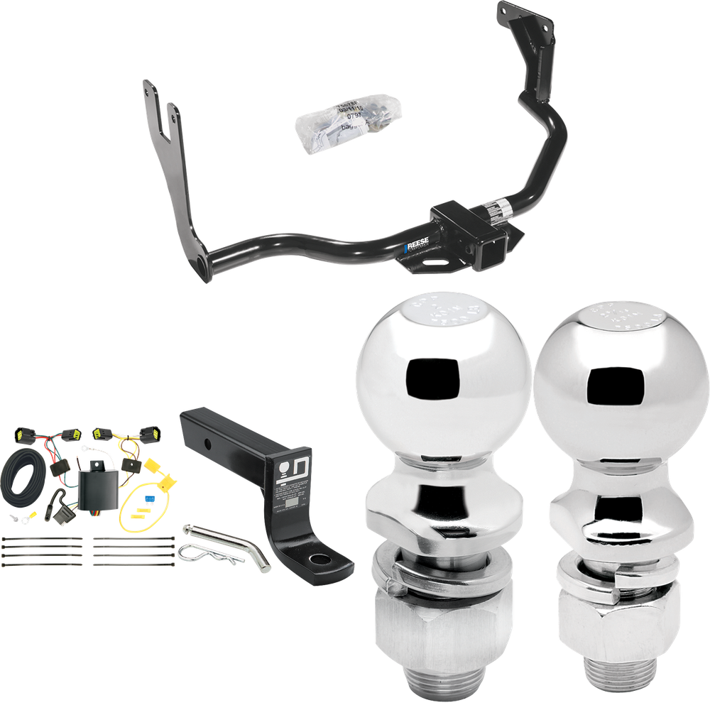 Fits 2010-2013 Ford Transit Connect Trailer Hitch Tow PKG w/ 4-Flat Wiring + Ball Mount w/ 4" Drop + 2" Ball + 2-5/16" Ball By Reese Towpower