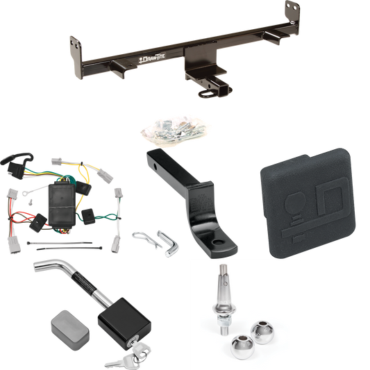 Fits 2004-2009 Mazda 3 Trailer Hitch Tow PKG w/ 4-Flat Wiring Harness + Draw-Bar + Interchangeable 1-7/8" & 2" Balls + Hitch Cover + Hitch Lock (For Hatchback, Except w/Grand Touring LED Taillights Models) By Draw-Tite