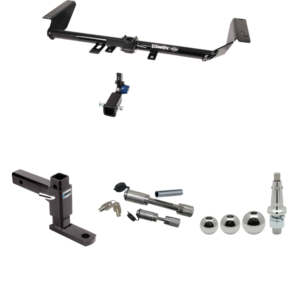 Fits 2020-2023 Chrysler Voyager Trailer Hitch Tow PKG w/ Adjustable Drop Rise Ball Mount + Dual Hitch & Copler Locks + Inerchangeable 1-7/8" & 2" & 2-5/16" Balls By Draw-Tite