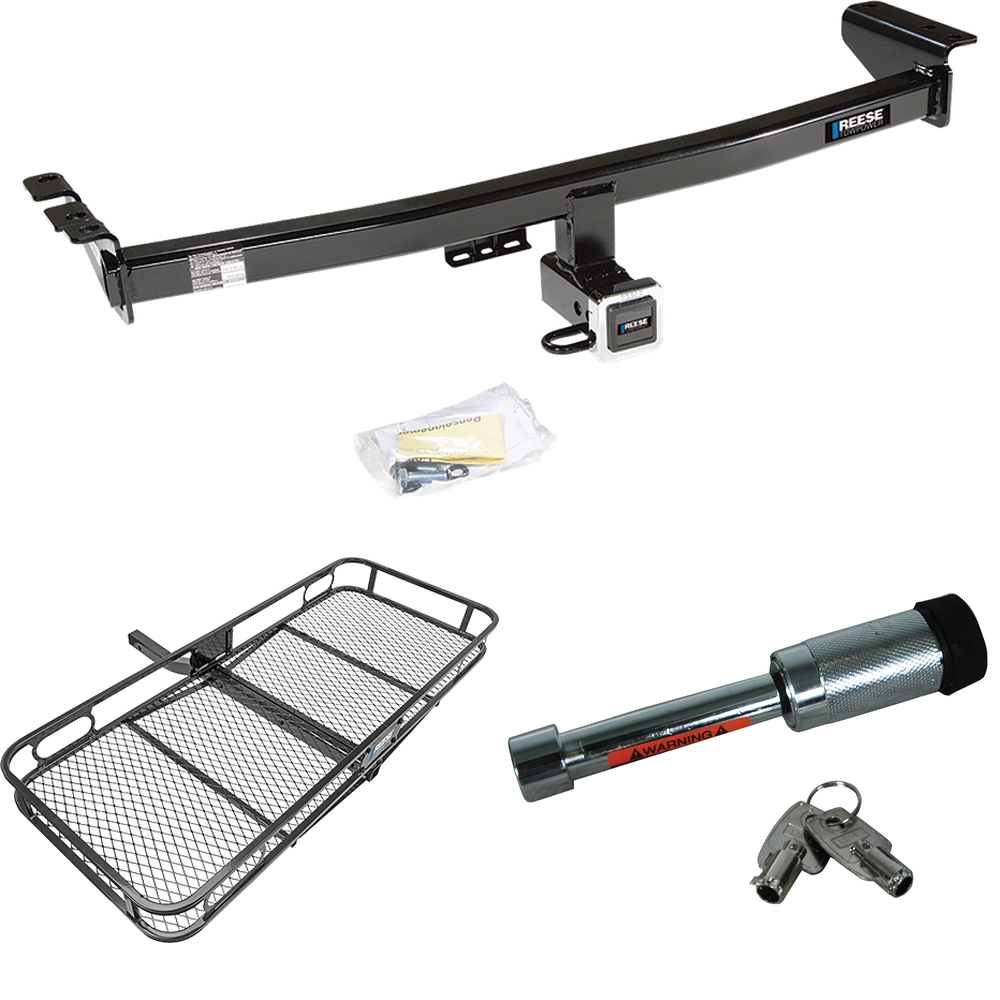 Fits 2003-2014 Volvo XC90 Trailer Hitch Tow PKG w/ 60" x 24" Cargo Carrier + Hitch Lock By Reese Towpower