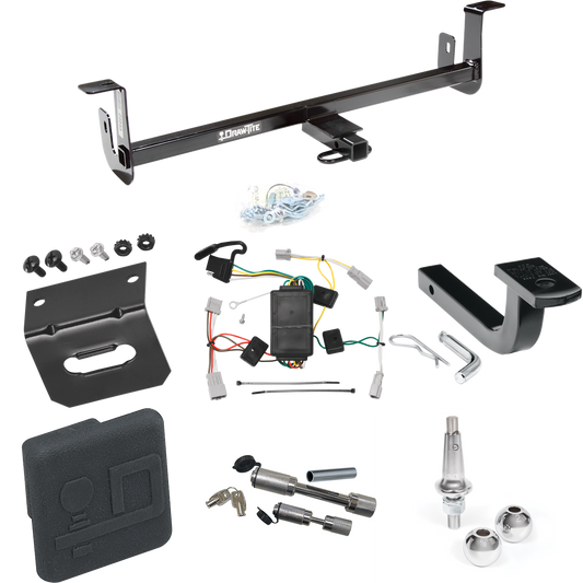 Fits 2010-2013 Mazda 3 Trailer Hitch Tow PKG w/ 4-Flat Wiring Harness + Draw-Bar + Interchangeable 1-7/8" & 2" Balls + Wiring Bracket + Hitch Cover + Dual Hitch & Coupler Locks (For Hatchback, Except w/Grand Touring LED Taillights Models) By Draw-Tit