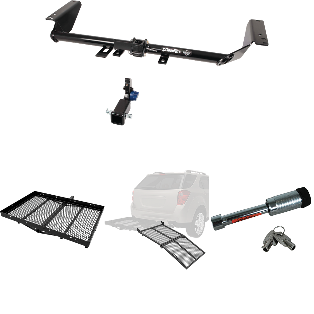 Fits 2017-2020 Chrysler Pacifica Trailer Hitch Tow PKG w/ Cargo Carrier + Bi-Fold Ramp + Hitch Lock (For LX Models) By Draw-Tite