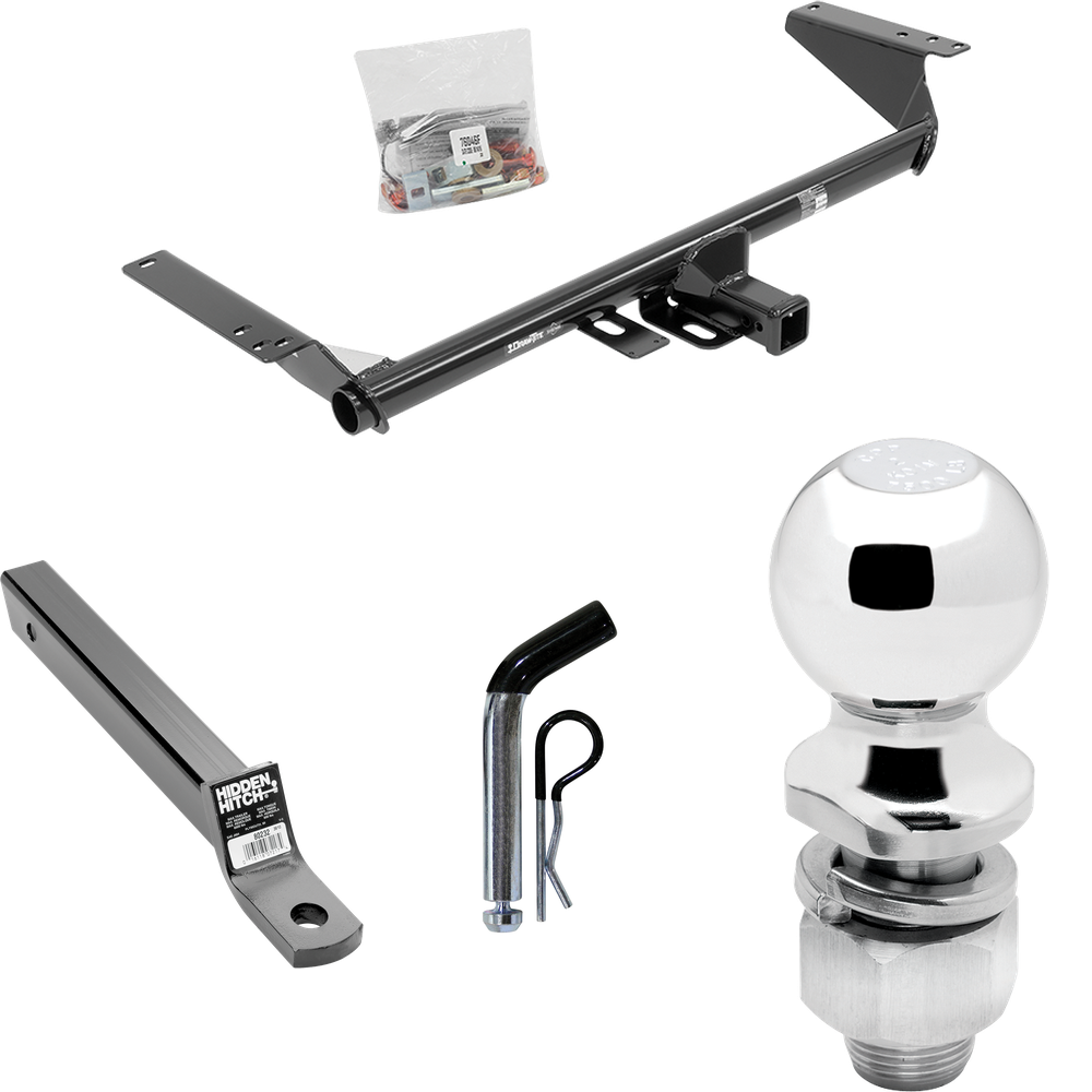 Fits 2017-2020 Chrysler Pacifica Trailer Hitch Tow PKG w/ Extended 16" Long Ball Mount w/ 2" Drop + Pin/Clip + 2" Ball (For Touring L Models) By Draw-Tite