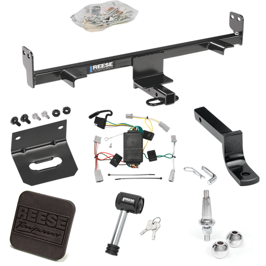 Fits 2004-2009 Mazda 3 Trailer Hitch Tow PKG w/ 4-Flat Wiring Harness + Draw-Bar + Interchangeable 1-7/8" & 2" Balls + Wiring Bracket + Hitch Cover + Hitch Lock (For Hatchback, Except w/Grand Touring LED Taillights Models) By Reese Towpower