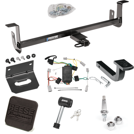 Fits 2010-2013 Mazda 3 Trailer Hitch Tow PKG w/ 4-Flat Wiring Harness + Draw-Bar + Interchangeable 1-7/8" & 2" Balls + Wiring Bracket + Hitch Cover + Hitch Lock (For Hatchback, w/Grand Touring LED Taillights Models) By Reese Towpower