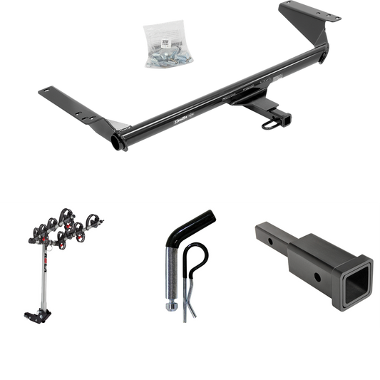 Fits 2022-2023 Chrysler Grand Caravan Trailer Hitch Tow PKG w/ Hitch Adapter 1-1/4" to 2" Receiver + 1/2" Pin & Clip + 4 Bike Carrier Rack (For (Canada Only) Models) By Draw-Tite