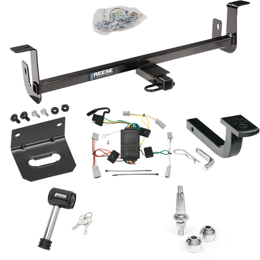 Fits 2010-2013 Mazda 3 Trailer Hitch Tow PKG w/ 4-Flat Wiring Harness + Draw-Bar + Interchangeable 1-7/8" & 2" Balls + Wiring Bracket + Hitch Lock (For Hatchback, Except w/Grand Touring LED Taillights Models) By Reese Towpower