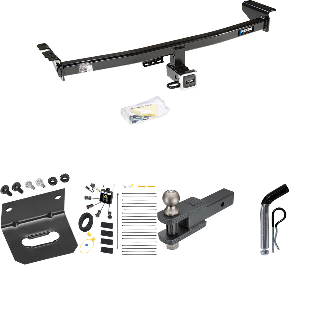 Fits 2003-2004 Volvo XC90 Trailer Hitch Tow PKG w/ 4-Flat Zero Contact "No Splice" Wiring Harness + Clevis Hitch Ball Mount w/ 2" Ball + Pin/Clip + Wiring Bracket By Reese Towpower