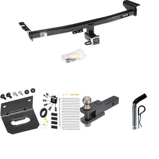 Fits 2003-2004 Volvo XC90 Trailer Hitch Tow PKG w/ 4-Flat Zero Contact "No Splice" Wiring Harness + Clevis Hitch Ball Mount w/ 2" Ball + Pin/Clip + Wiring Bracket By Reese Towpower