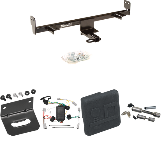 Fits 2004-2009 Mazda 3 Trailer Hitch Tow PKG w/ 4-Flat Wiring Harness + Hitch Cover + Dual Hitch & Coupler Locks (For Hatchback, Except w/Grand Touring LED Taillights Models) By Draw-Tite