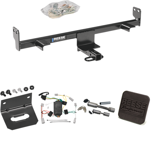 Fits 2004-2009 Mazda 3 Trailer Hitch Tow PKG w/ 4-Flat Wiring Harness + Hitch Cover + Dual Hitch & Coupler Locks (For Sedan, Except w/Grand Touring LED Taillights Models) By Reese Towpower