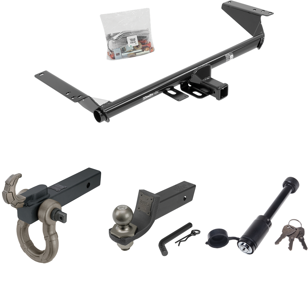 Fits 2017-2020 Chrysler Pacifica Trailer Hitch Tow PKG + Interlock Tactical Starter Kit w/ 2" Drop & 2" Ball + Tactical Hook & Shackle Mount + Tactical Dogbone Lock (For Touring L Plus Models) By Draw-Tite