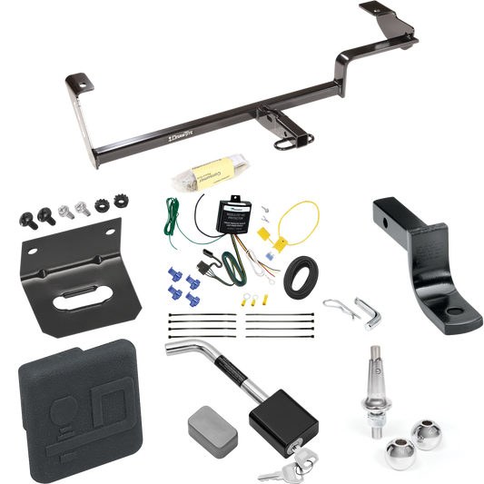 Fits 2006-2011 Acura CSX Trailer Hitch Tow PKG w/ 4-Flat Wiring Harness + Draw-Bar + Interchangeable 1-7/8" & 2" Balls + Wiring Bracket + Hitch Cover + Hitch Lock (For (Canada Only) Models) By Draw-Tite