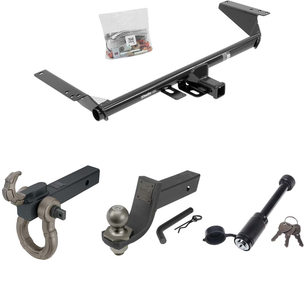 Fits 2021-2023 Chrysler Pacifica Trailer Hitch Tow PKG + Interlock Tactical Starter Kit w/ 3-1/4" Drop & 2" Ball + Tactical Hook & Shackle Mount + Tactical Dogbone Lock By Draw-Tite