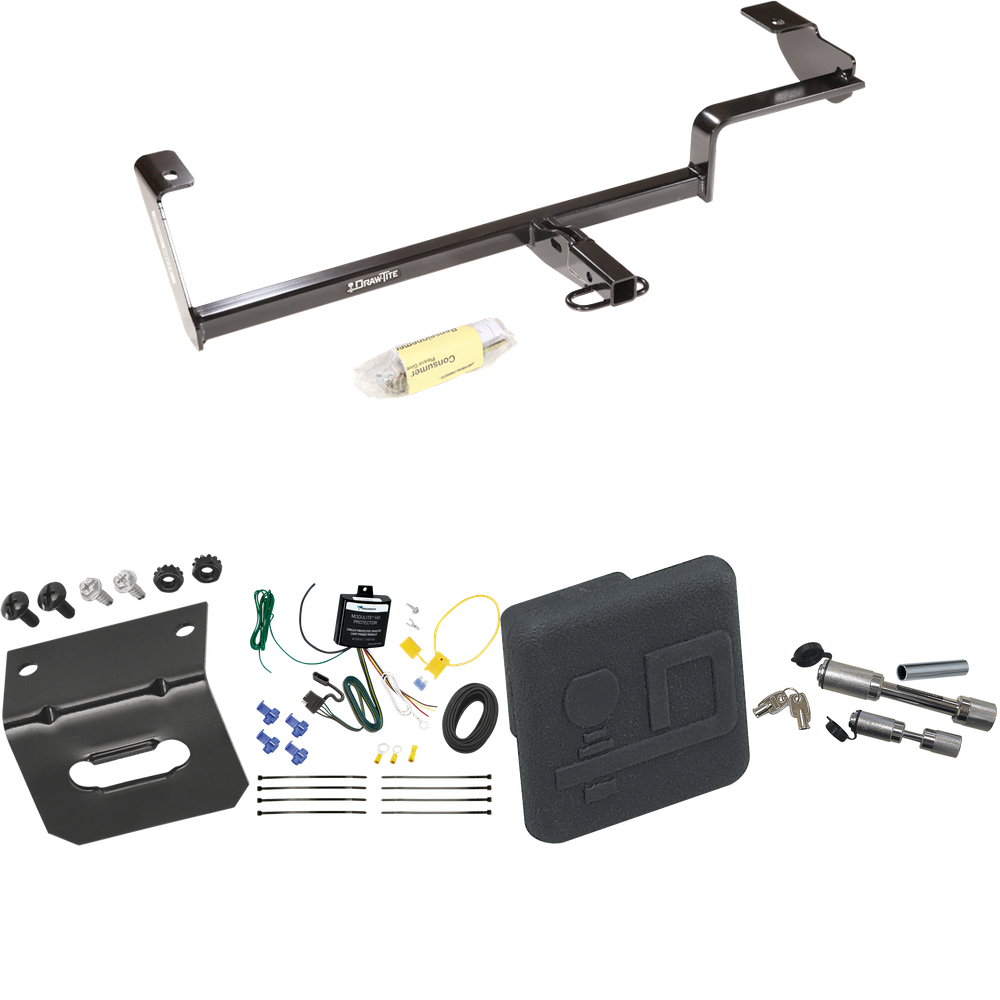 Fits 2006-2011 Acura CSX Trailer Hitch Tow PKG w/ 4-Flat Wiring Harness + Hitch Cover + Dual Hitch & Coupler Locks (For (Canada Only) Models) By Draw-Tite