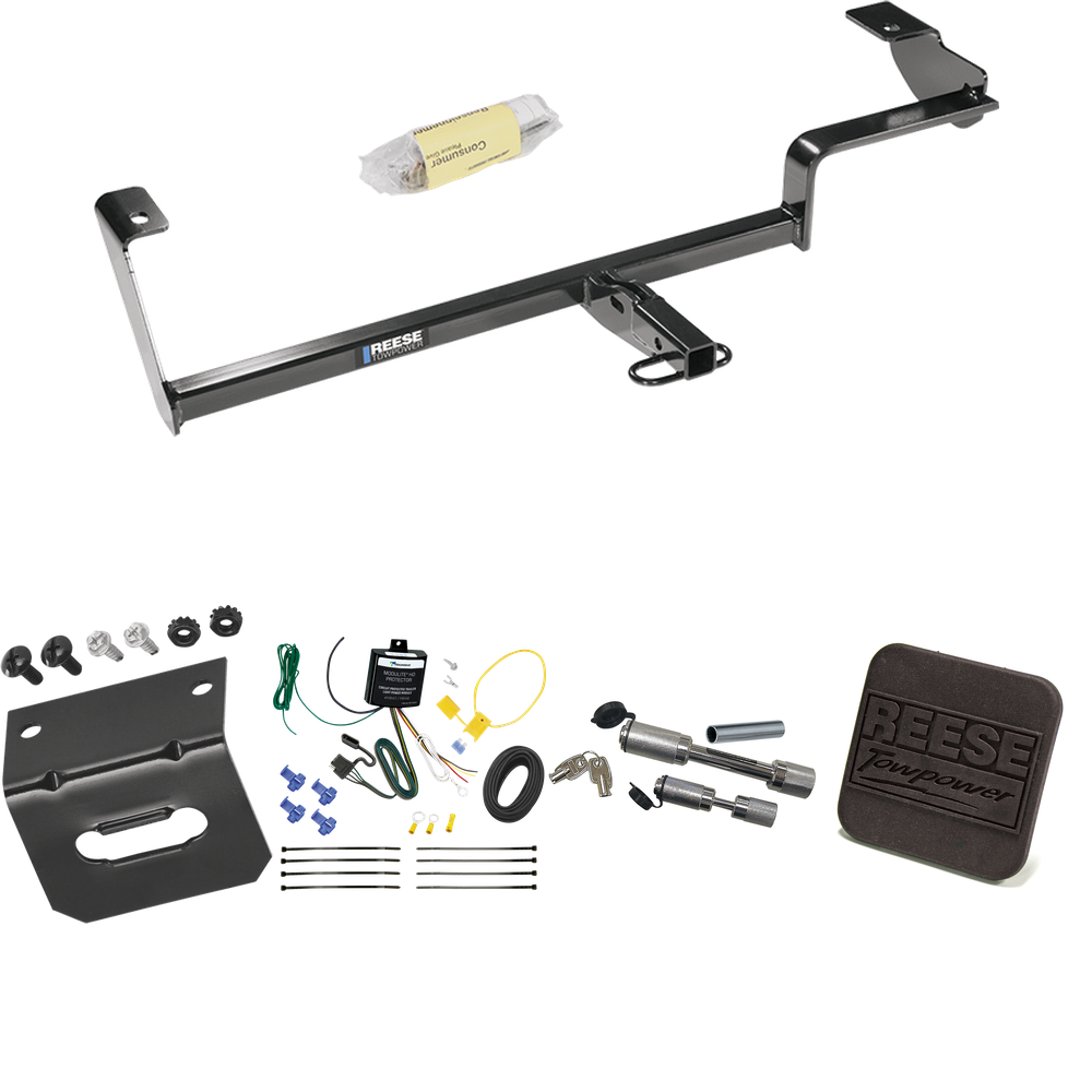 Se adapta al paquete de remolque con enganche de remolque Acura ILX 2013-2022 con arnés de cableado plano de 4 + cubierta de enganche + enganche doble y cerraduras de acoplador (excluye: modelos híbridos) de Reese Towpower