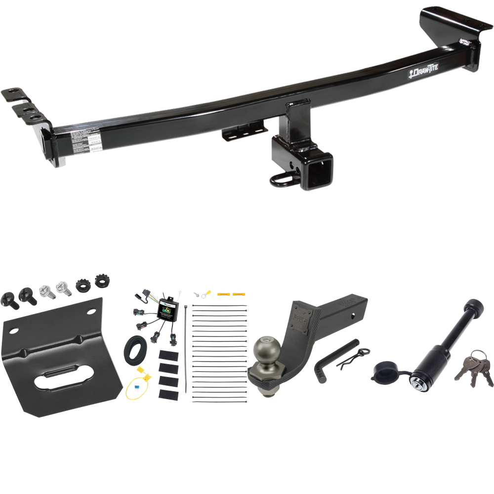 Fits 2003-2004 Volvo XC90 Trailer Hitch Tow PKG w/ 4-Flat Zero Contact "No Splice" Wiring + Interlock Tactical Starter Kit w/ 3-1/4" Drop & 2" Ball + Tactical Dogbone Lock + Wiring Bracket By Draw-Tite