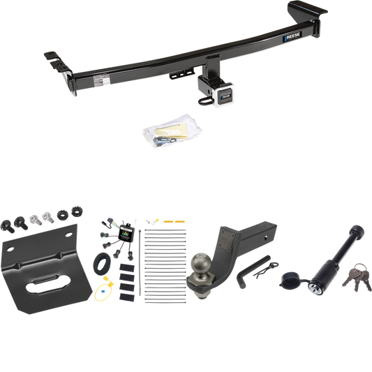 Fits 2003-2004 Volvo XC90 Trailer Hitch Tow PKG w/ 4-Flat Zero Contact "No Splice" Wiring + Interlock Tactical Starter Kit w/ 3-1/4" Drop & 2" Ball + Tactical Dogbone Lock + Wiring Bracket By Reese Towpower