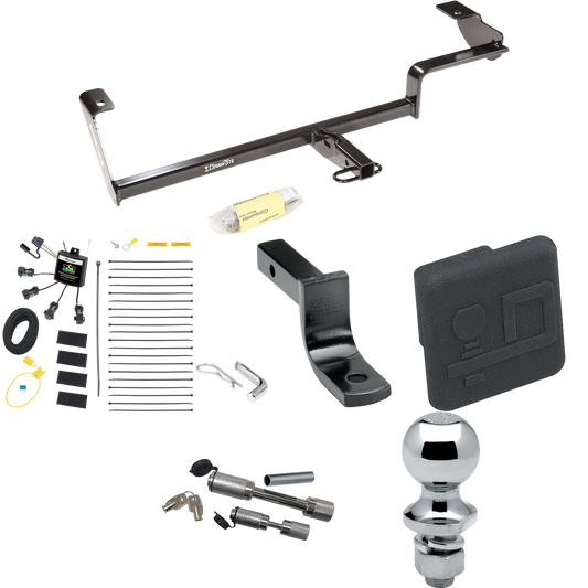 Fits 2013-2022 Acura ILX Trailer Hitch Tow PKG w/ 4-Flat Zero Contact "No Splice" Wiring Harness + Draw-Bar + 1-7/8" Ball + Hitch Cover + Dual Hitch & Coupler Locks (Excludes: Hybrid Models) By Draw-Tite