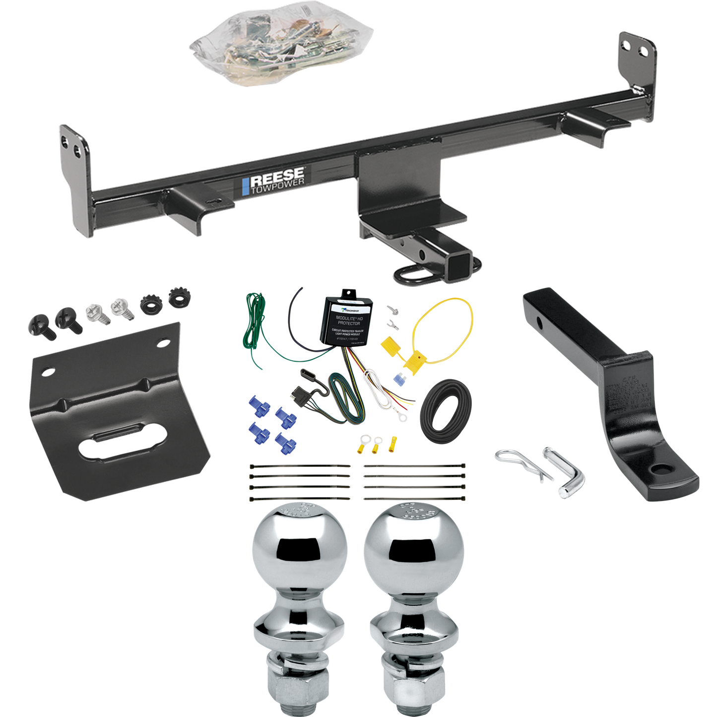 Fits 2006-2009 Mazda 3 Trailer Hitch Tow PKG w/ 4-Flat Wiring Harness + Draw-Bar + 1-7/8" + 2" Ball + Wiring Bracket (For Sedan, w/Grand Touring LED Taillights Models) By Reese Towpower