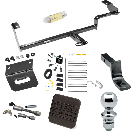 Fits 2013-2022 Acura ILX Trailer Hitch Tow PKG w/ 4-Flat Zero Contact "No Splice" Wiring Harness + Draw-Bar + 1-7/8" Ball + Wiring Bracket + Hitch Cover + Dual Hitch & Coupler Locks (Excludes: Hybrid Models) By Reese Towpower