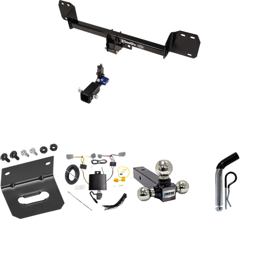 Fits 2016-2023 Volvo XC90 Trailer Hitch Tow PKG w/ 4-Flat Wiring Harness + Triple Ball Ball Mount 1-7/8" & 2" & 2-5/16" Trailer Balls + Pin/Clip + Wiring Bracket By Draw-Tite