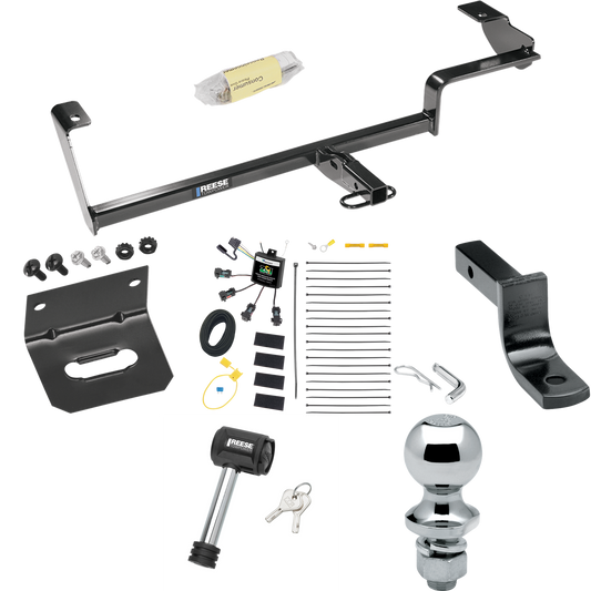 Fits 2013-2022 Acura ILX Trailer Hitch Tow PKG w/ 4-Flat Zero Contact "No Splice" Wiring Harness + Draw-Bar + 1-7/8" Ball + Wiring Bracket + Hitch Lock (Excludes: Hybrid Models) By Reese Towpower