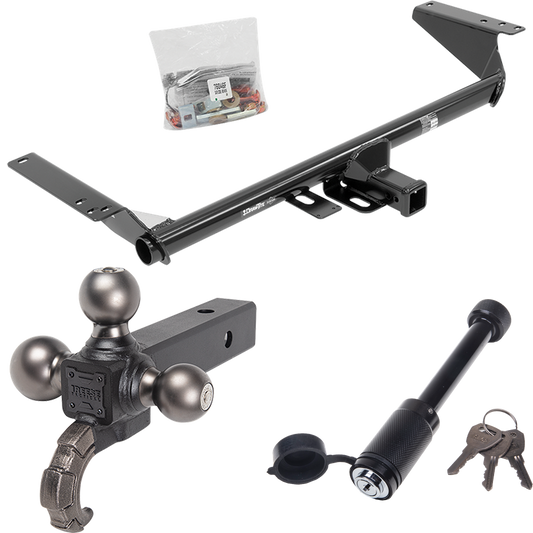 Fits 2017-2020 Chrysler Pacifica Trailer Hitch Tow PKG + Triple Ball Tactical Ball Mount 1-7/8" & 2" & 2-5/16" Balls w/ Tow Hook + Tactical Dogbone Lock (For Touring L Plus Models) By Draw-Tite