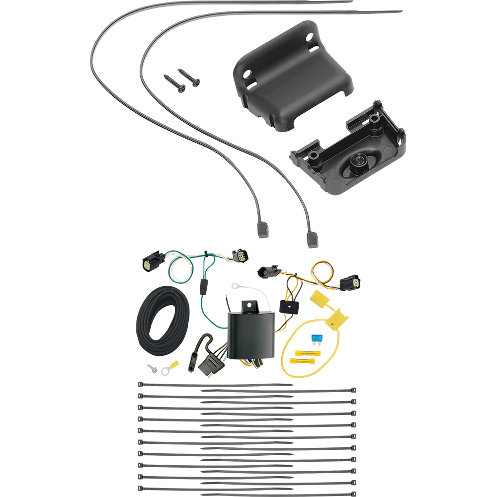 Fits 2017-2020 Chrysler Pacifica 4-Flat Vehicle End Trailer Wiring Harness + Wiring Bracket (For Touring L Plus Models) By Tekonsha