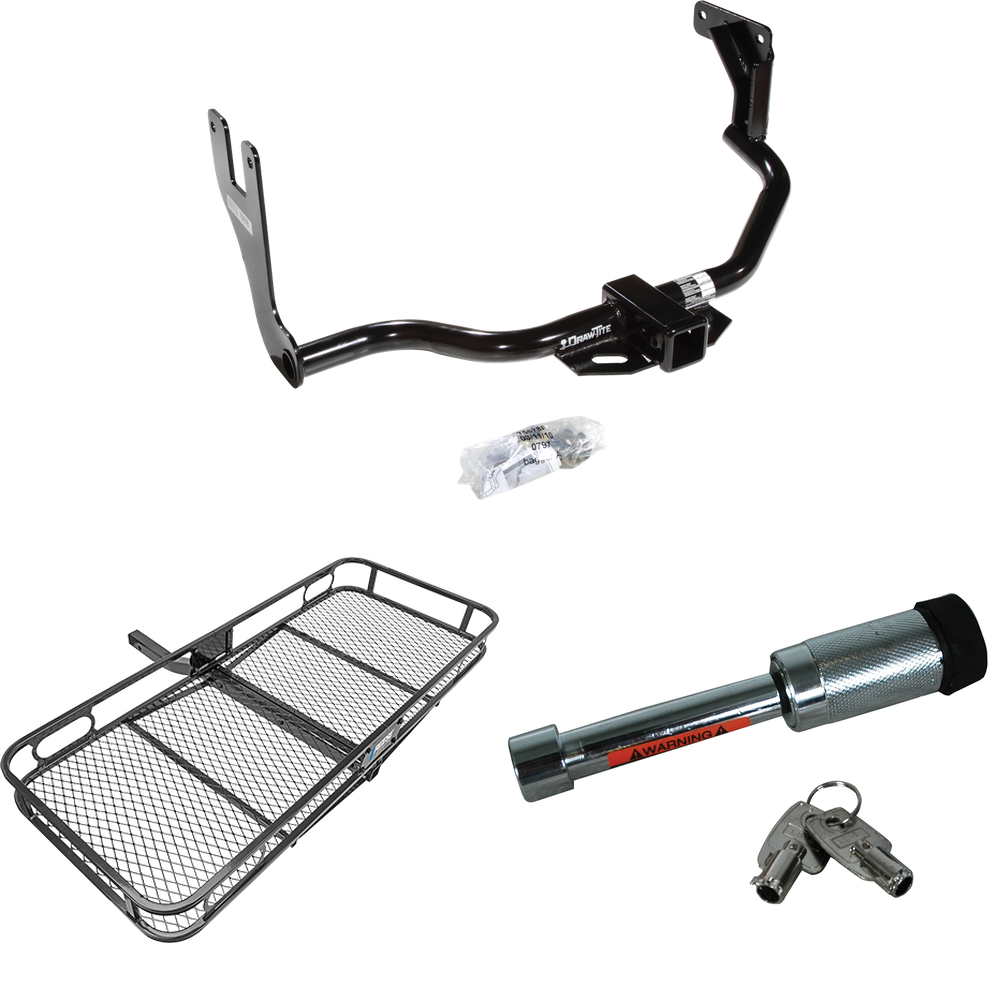 Fits 2010-2013 Ford Transit Connect Trailer Hitch Tow PKG w/ 60" x 24" Cargo Carrier + Hitch Lock By Draw-Tite