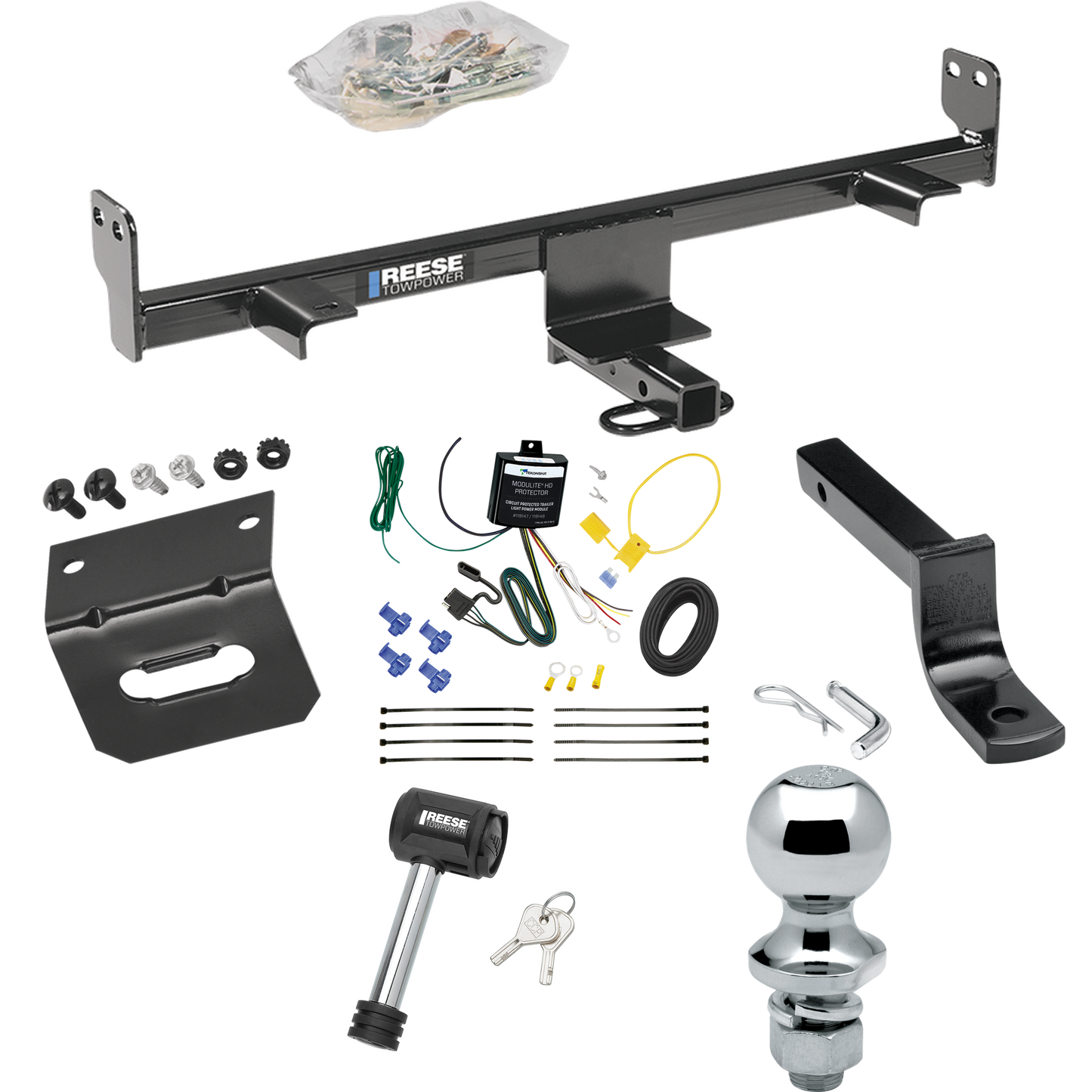 Fits 2006-2009 Mazda 3 Trailer Hitch Tow PKG w/ 4-Flat Wiring Harness + Draw-Bar + 1-7/8" Ball + Wiring Bracket + Hitch Lock (For Sedan, w/Grand Touring LED Taillights Models) By Reese Towpower