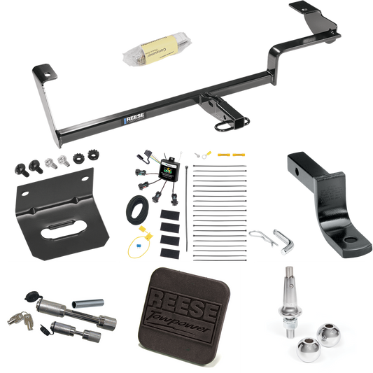 Fits 2006-2011 Acura CSX Trailer Hitch Tow PKG w/ 4-Flat Zero Contact "No Splice" Wiring Harness + Draw-Bar + Interchangeable 1-7/8" & 2" Balls + Wiring Bracket + Hitch Cover + Dual Hitch & Coupler Locks (For (Canada Only) Models) By Reese Towpower