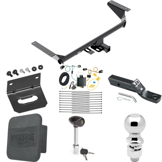 Fits 2017-2020 Chrysler Pacifica Trailer Hitch Tow PKG w/ 4-Flat Wiring + Ball Mount w/ 2" Drop + 2-5/16" Ball + Wiring Bracket + Hitch Lock + Hitch Cover (For Touring L Models) By Reese Towpower