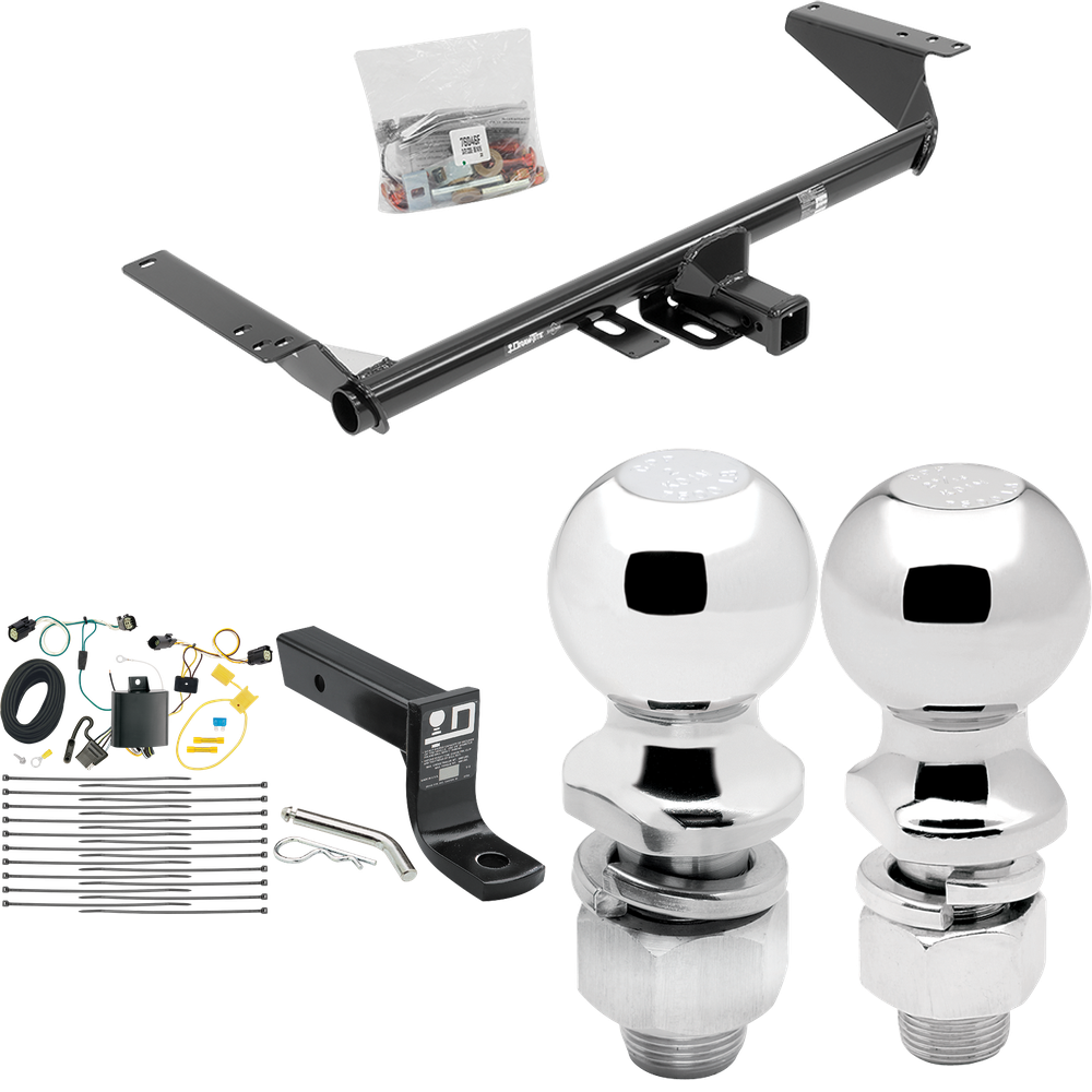 Fits 2017-2020 Chrysler Pacifica Trailer Hitch Tow PKG w/ 4-Flat Wiring + Ball Mount w/ 4" Drop + 2" Ball + 2-5/16" Ball (For Touring L Models) By Draw-Tite