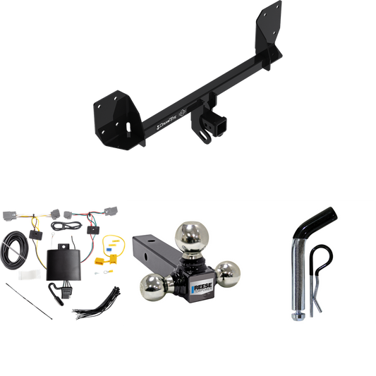 Fits 2016-2023 Volvo XC90 Trailer Hitch Tow PKG w/ 4-Flat Wiring + Triple Ball Ball Mount 1-7/8" & 2" & 2-5/16" Trailer Balls + Pin/Clip By Draw-Tite