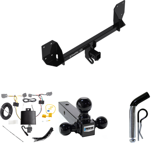 Fits 2016-2023 Volvo XC90 Trailer Hitch Tow PKG w/ 4-Flat Wiring + Triple Ball Ball Mount 1-7/8" & 2" & 2-5/16" Trailer Balls + Pin/Clip By Draw-Tite