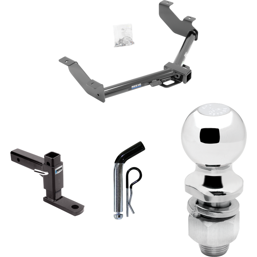 Fits 2014-2023 Ford Transit Connect Trailer Hitch Tow PKG w/ Adjustable Drop Rise Ball Mount + Pin/Clip + 2" Ball By Reese Towpower