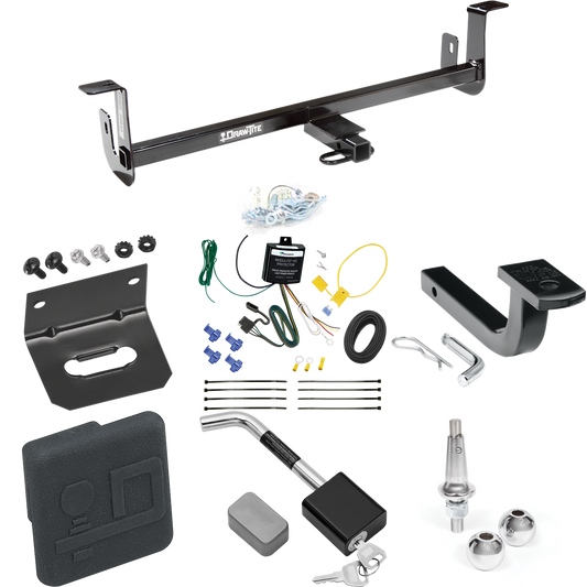 Fits 2010-2013 Mazda 3 Trailer Hitch Tow PKG w/ 4-Flat Wiring Harness + Draw-Bar + Interchangeable 1-7/8" & 2" Balls + Wiring Bracket + Hitch Cover + Hitch Lock (For Hatchback, w/Grand Touring LED Taillights Models) By Draw-Tite