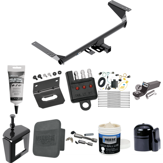 Fits 2018-2019 Chrysler Pacifica Trailer Hitch Tow PKG w/ 4-Flat Wiring + Starter Kit Ball Mount w/ 2" Drop & 2" Ball + 1-7/8" Ball + Wiring Bracket + Dual Hitch & Coupler Locks + Hitch Cover + Wiring Tester + Ball Lube + Electric Grease + Ball Wrenc