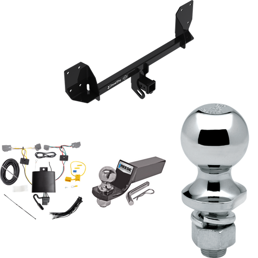 Fits 2016-2023 Volvo XC90 Trailer Hitch Tow PKG w/ 4-Flat Wiring + Starter Kit Ball Mount w/ 2" Drop & 2" Ball + 1-7/8" Ball By Draw-Tite