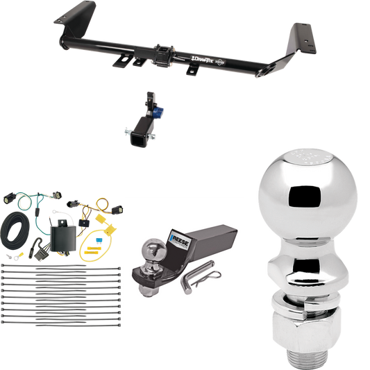 Fits 2018-2019 Chrysler Pacifica Trailer Hitch Tow PKG w/ 4-Flat Wiring + Starter Kit Ball Mount w/ 2" Drop & 2" Ball + 2-5/16" Ball (For Touring Plus Models) By Draw-Tite