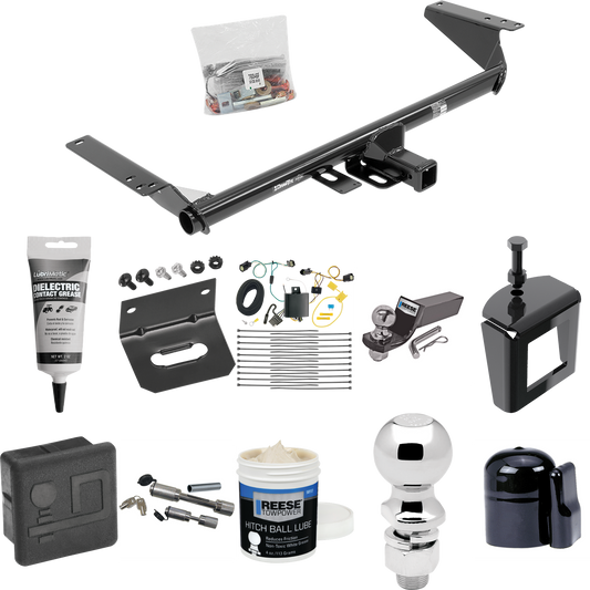 Fits 2017-2020 Chrysler Pacifica Trailer Hitch Tow PKG w/ 4-Flat Wiring + Starter Kit Ball Mount w/ 2" Drop & 2" Ball + 2-5/16" Ball + Wiring Bracket + Dual Hitch & Coupler Locks + Hitch Cover + Wiring Tester + Ball Lube +Electric Grease + Ball Wrenc