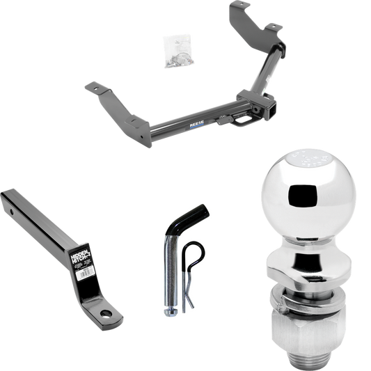 Fits 2014-2023 Ford Transit Connect Trailer Hitch Tow PKG w/ Extended 16" Long Ball Mount w/ 4" Drop + Pin/Clip + 2" Ball By Reese Towpower