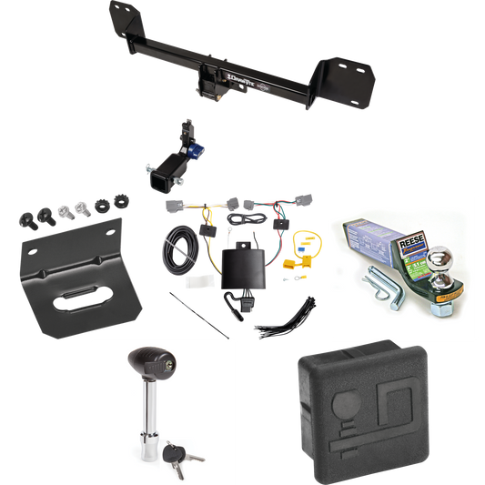 Fits 2016-2023 Volvo XC90 Trailer Hitch Tow PKG w/ 4-Flat Wiring + Starter Kit Ball Mount w/ 2" Drop & 1-7/8" Ball + Wiring Bracket + Hitch Lock + Hitch Cover By Draw-Tite