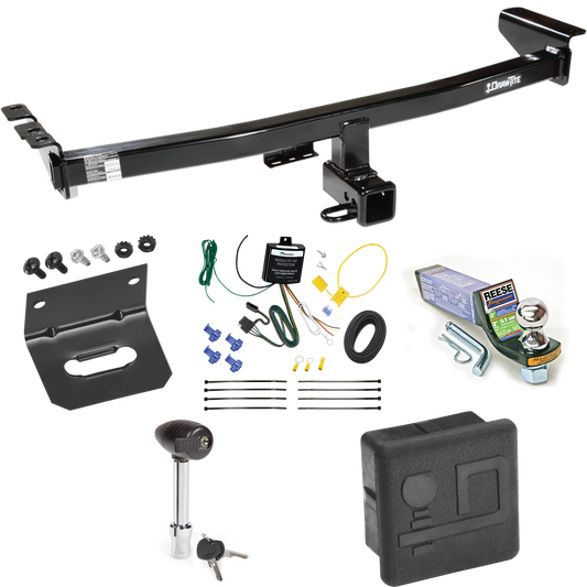 Fits 2003-2004 Volvo XC90 Trailer Hitch Tow PKG w/ 4-Flat Wiring + Starter Kit Ball Mount w/ 2" Drop & 1-7/8" Ball + Wiring Bracket + Hitch Lock + Hitch Cover By Draw-Tite