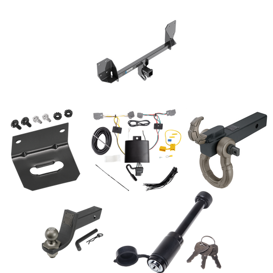 Fits 2016-2023 Volvo XC90 Trailer Hitch Tow PKG w/ 4-Flat Wiring + Interlock Tactical Starter Kit w/ 3-1/4" Drop & 2" Ball + Tactical Hook & Shackle Mount + Tactical Dogbone Lock + Wiring Bracket By Reese Towpower